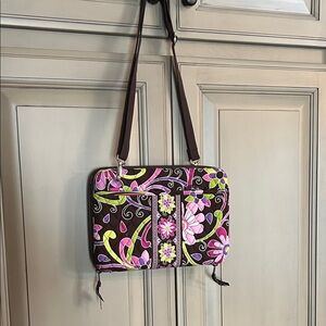 Vera Bradley Brown and Pink Floral Laptop Bag